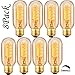 SooFoo T45 Edison Tubular Style Bulb , Vintage Antique Light Bulb ,E27 E26 Base ,110-130V 40W ,Warm white , Tubular Clear Glass, Filament Bulb For Home Light Fixtures Decorative, Dimmable (8-pack)