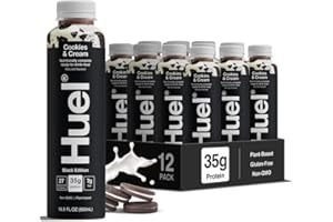 Huel Black Edition Ready-to-Drink | Cookies and Cream Meal Replacement Shake | 35g High Protein Drink | 27 Vitamins & Minerals, Vegan, Gluten Free | Plant Based | High Fiber, Low Sugar | 16.9 Fl Oz, 12 Pack
