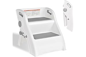 LIVINGbasics Foldable Toddler Step Stool, Kids Training Ladder with Handles for Bathroom Sink Potty Toilet Toddler Kitchen St