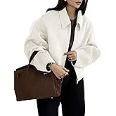 Zucige Womens Cropped Wool Jacket Plain Zipper Short Pea Coats Fall Winter Trendy Tweed Jackets 2025