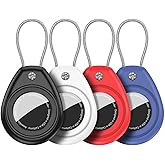 HATALKIN Compatible with AirTag Holder Air Tag Keychain Case with Screen Protector, IP68 Waterproof Air Tags Key Chain for Apple Tag GPS Tracker, Air Tags-4 Pack Holder for Luggage Key,Backpack