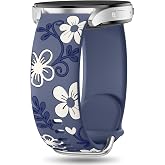 Witzon Floral Band Compatible with Samsung Galaxy Watch 7 Band/FE 6 5 4 40mm 44mm,Galaxy Active 2, 20mm Watch Band Engraved Cute Flower Soft Silicone Inlay Replacement Strap Dressy Accessories Women