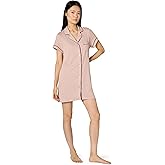 BCBGMAXAZRIA womens Short Sleeve Notch Nightshirt