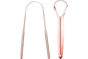 LA MIERE Pure Rose Gold Tongue Scraper for Adults - Oral Care & Hygiene Natural Tongue Cleaner for Fresher Breath - Tongue Scraper (2 Piece/Pack)