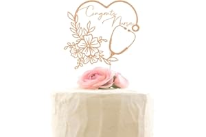 XIUHUBA Congrats Nurse Cake Topper - Glitter Nursing BSN RN Graduation Cake Decor - Class of 2024 Medical School Graduate Party Decorations Rose Gold