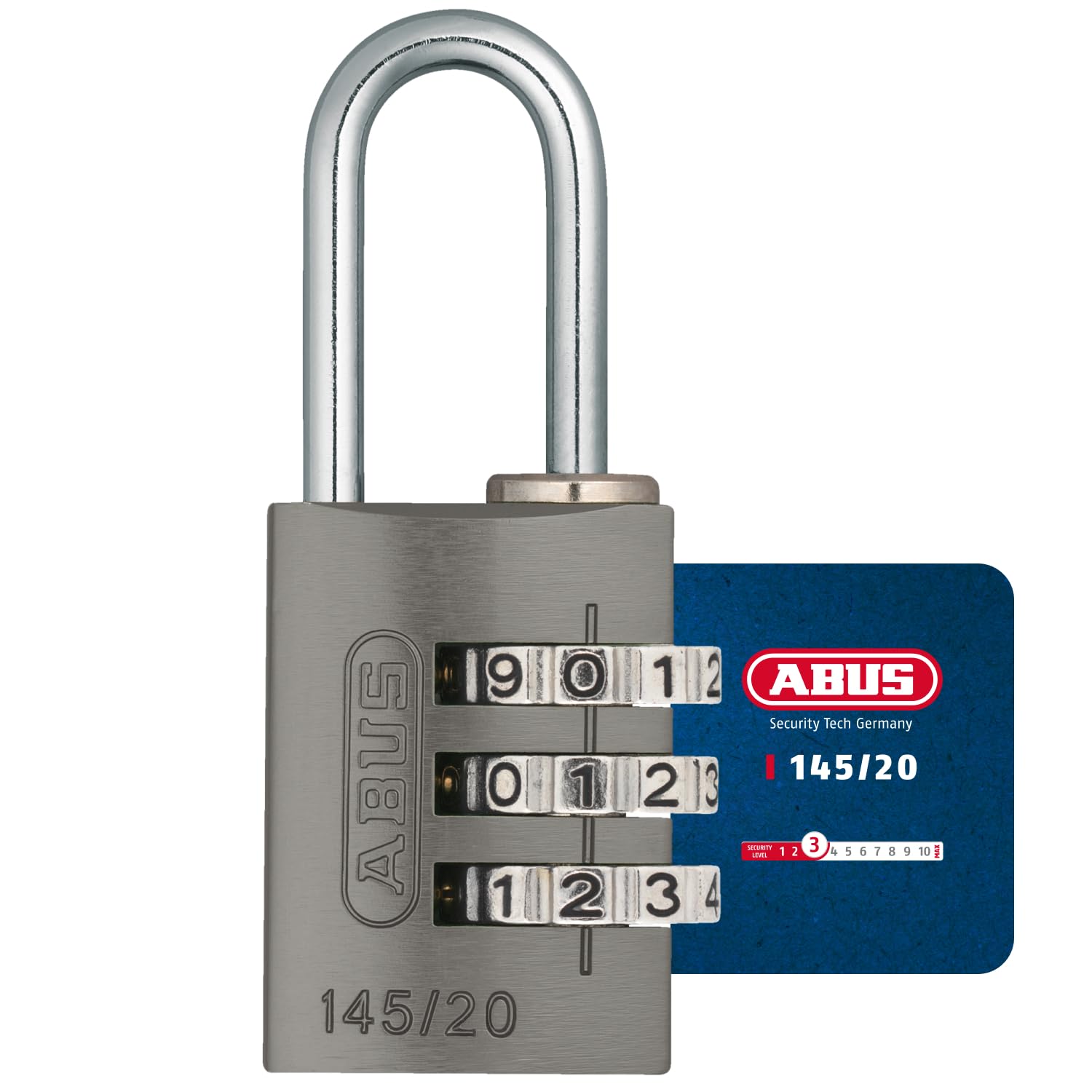 Padlock combination aluminum 20mm titanium
