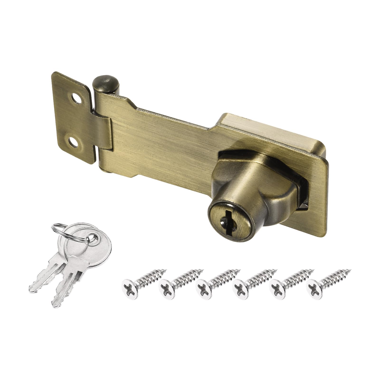 PATIKIL Keyed Hasp Locks, 2.5 Inch Twist Knob Locking Hasp Lock Metal Safety Hasp Latches for Cabinet Small Door, Keyed Different, Bronze
