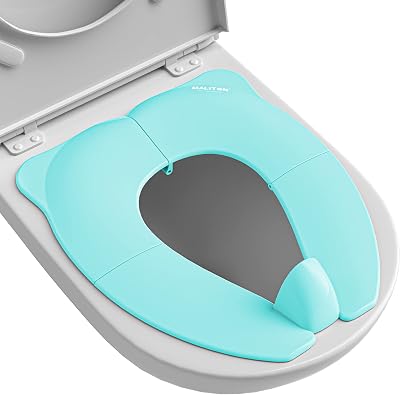 Maliton Potty Training Seat Aqua Blue Foldable Travel Non-Slip Splash Guard