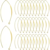 UNICRAFTALE 50Pcs Real 18K Gold Plated Earring Hooks V-Shape Ear Wires Metal Earring Hooks with Horizontal Loop Metal Ear Wires Drop Earring Hooks Finding for Jewelry Making DIY Earring Findings