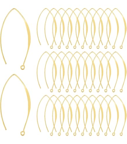 Adabele 100pcs Raw Brass V-Shape Earring Hooks - 45mm Long, 0.7mm Thick, No Coating For Jewelry Making - View #4