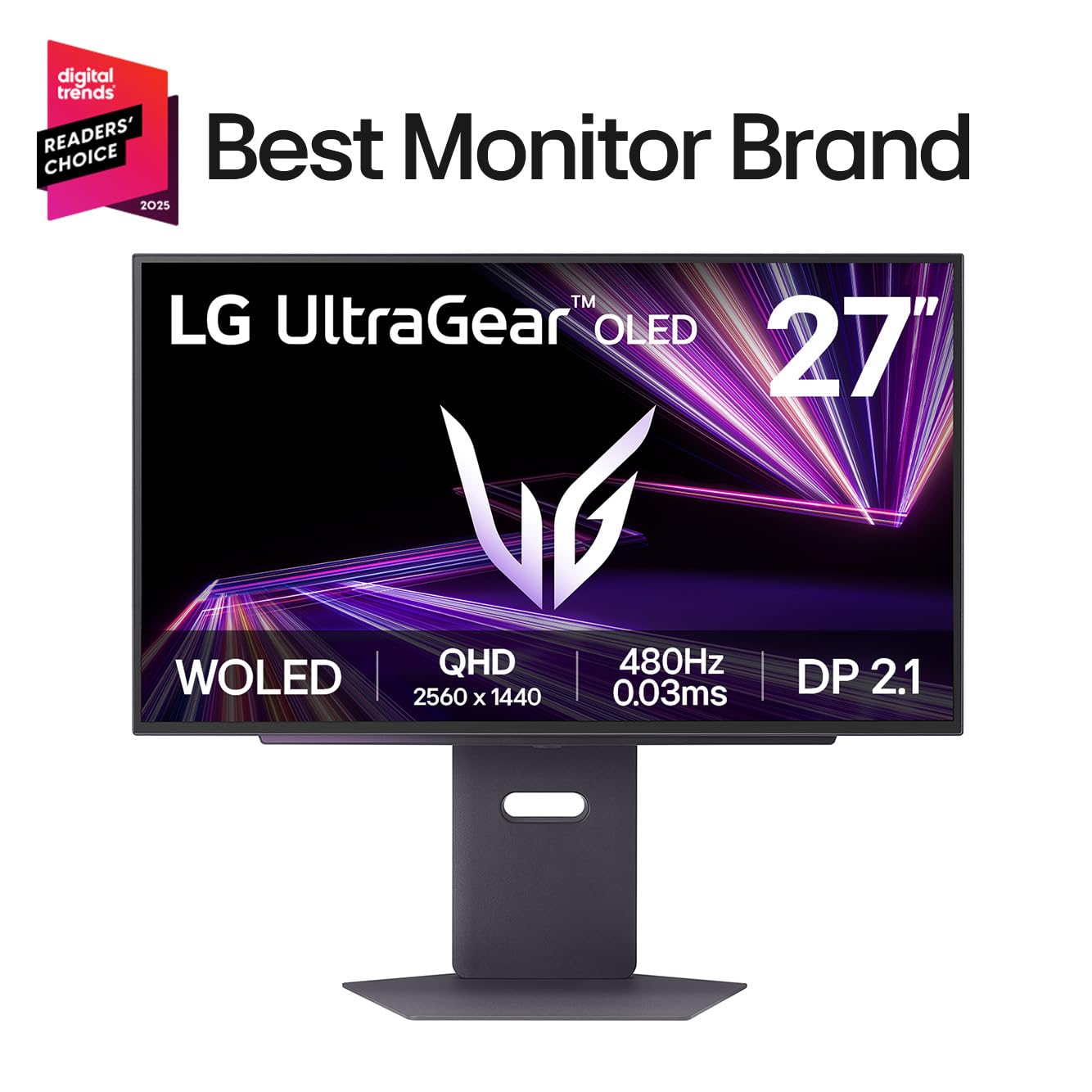 LG 27GX790A-B 27-inch Ultragear OLED Gaming Monitor QHD 1440p 480Hz, 0.03ms, DisplayPort 2.1, True Black 400, NVIDIA G-Sync, AMD FreeSync Premium Pro, HDMI, USB, Tilt/Height/Swivel/Pivot Stand, Black