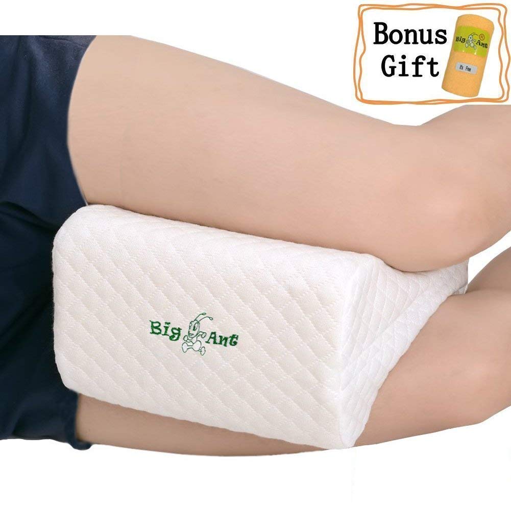 Orthopedic Knee Pillow for Sciatica Relief - Best for Lower Leg, Back, and Knee Pain- Memory Foam Wedge Contour Leg Pillow with Removable Cover