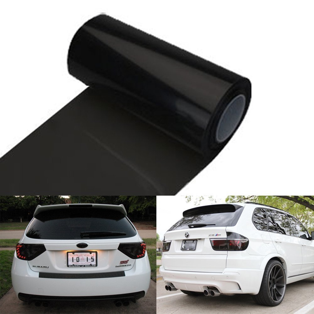 Photo 1 of 12 by 48 Inches Self Adhesive Headlight, Tail Lights, Fog Lights Tint Vinyl Film (12 X 48, Dark Black)