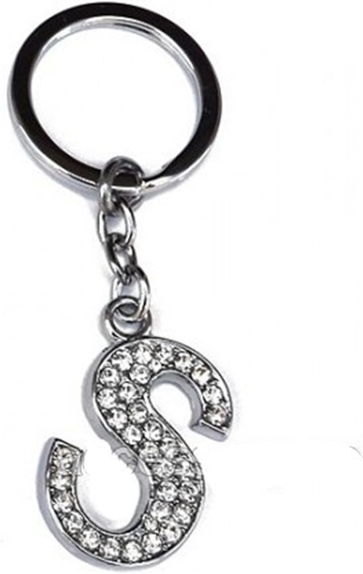Diamond Keychain Crystal Bling Keyring Initial Letters Shiny Keyrings A-Z (S)