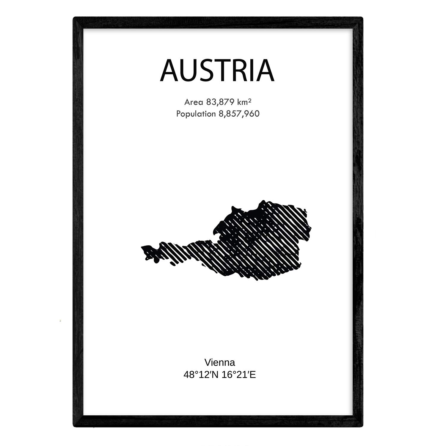 Nacnic Poster of Austria. Sheets of countries and continents. A4 size — image 1