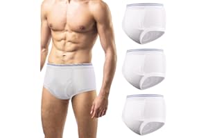 CARER HEALTHCARE INCONTINENCE PREGNANCY Carer Mens Incontinence Underwear Washable 3 Pack Cotton Reusable Incontinence Boxers Briefs for Men Built in Cotton Pad for Bladder Leakage 150ML, Medium