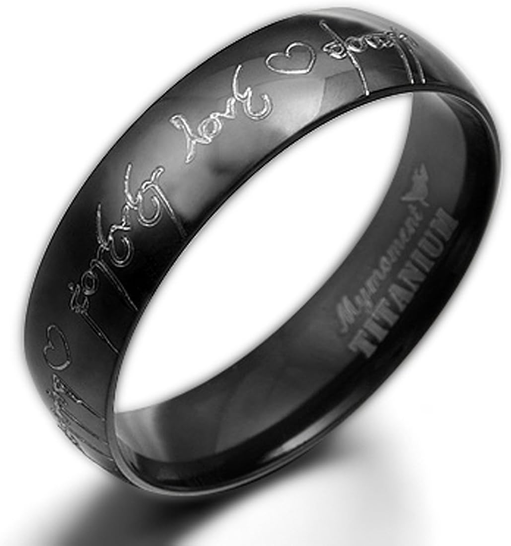 Gemini Personalizzata Incisione A Il Signore Degli Anelli Comfort Coppia Anniversario Di Matrimonio Colore Nero Titanio Valentine S Day Regalo Per Coppie Donna E Uomo Unisex Larghezza 6 Mm Amazon It Gioielli