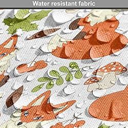 Ambesonne Fox Fabric by The Yard, Forest Fauna and