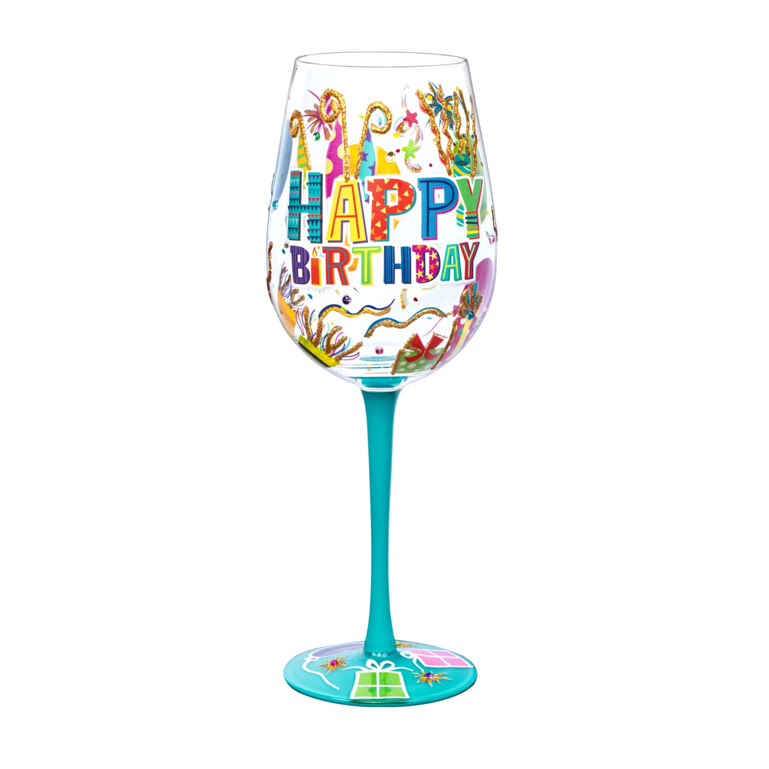 NymphFable Birthday Wine Glasses Gift for Women Hand-Painted Wine Glass Personalised Gift for Birthdays with Gift Box 15oz