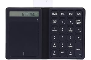 23 Keys Bluetooth Number Pad with Touchpad and Calculator, 3 in 1 Foldable Wireless Numeric Keypad Ultra Thin with PU Leather