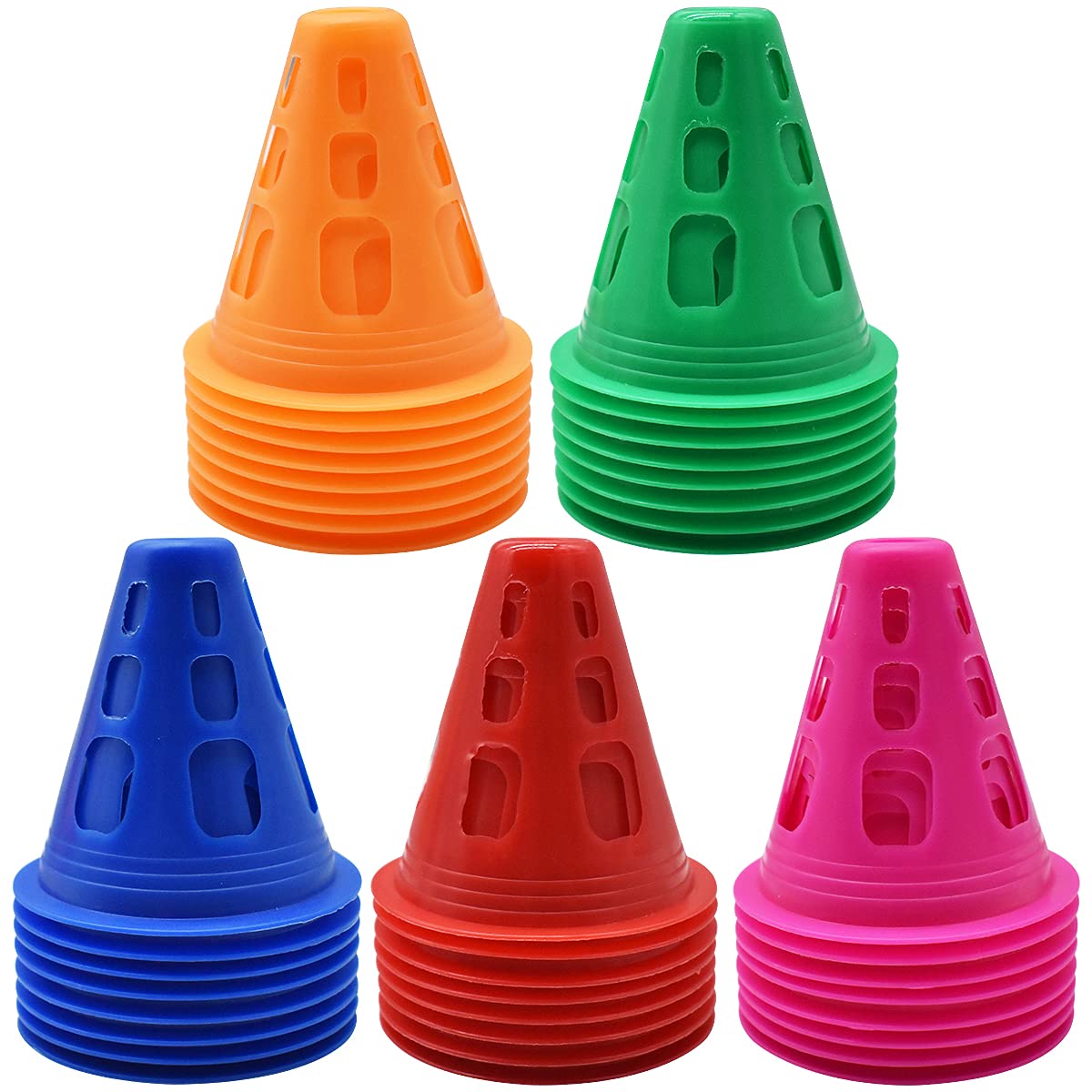 Slalom Cones,Forreen 40 Pack Sports Cones Plastic Multipurpose Training Cones Traffic Cones Roller Skating Obstacle Training Agility Marker Cone for Indoor Outdoor Activities Soccer Skating,3.07x2.95i