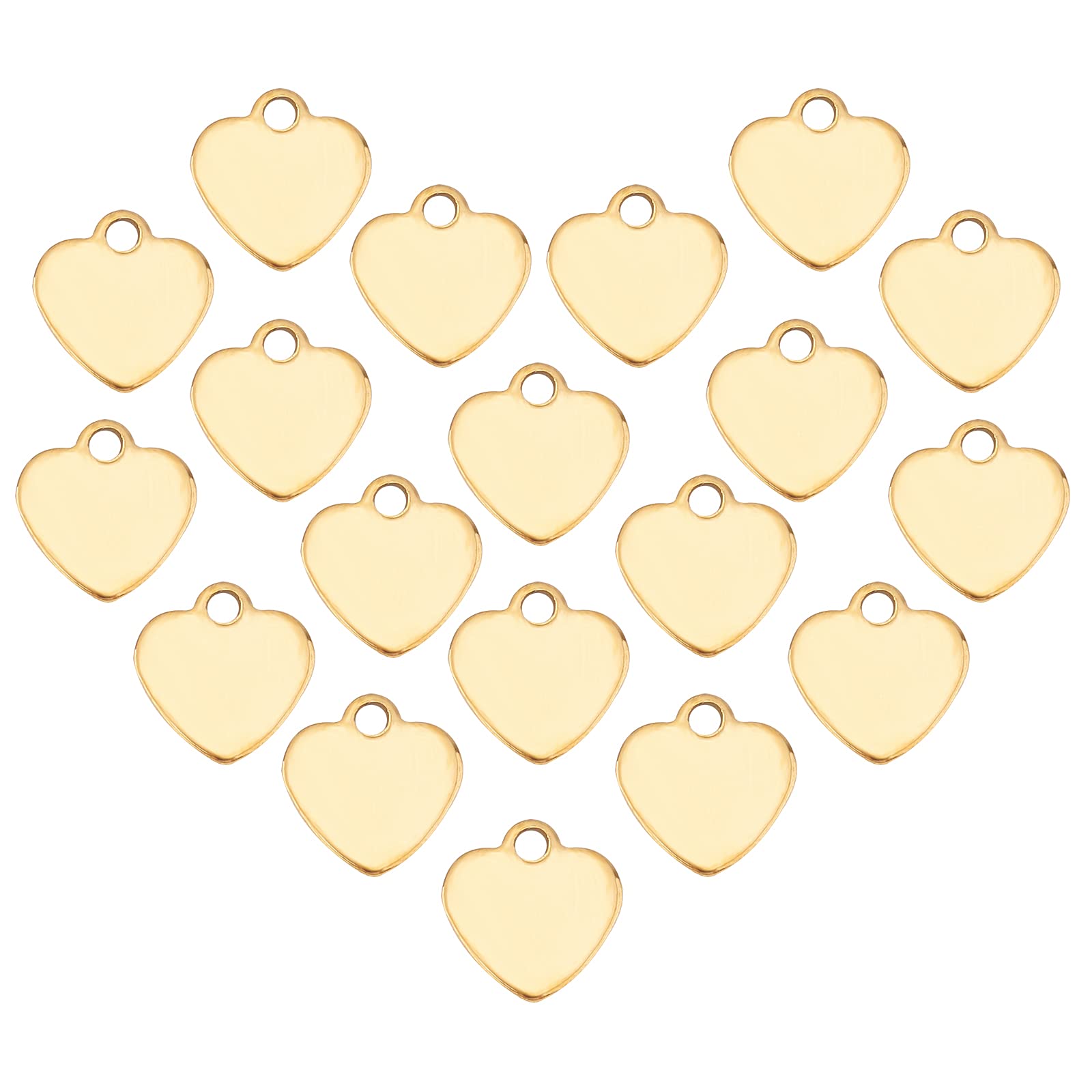 UNICRAFTALE about 50pcs Golden Heart Pattern Charms Stainless Steel Heart Pendants Small Heart Charm for Jewelry Making Necklace Bracelet Findings, Hole 1.2mm