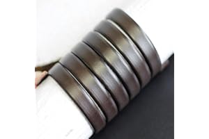 EZZO Flat Genuine Leather Cord for Bracelet Making 3/8 in. - Real Leather Strip for Jewelry, Keychain, DIY Craft Making, Watch Band, Purse Strap, 1.1 Yard (Dark Brown)