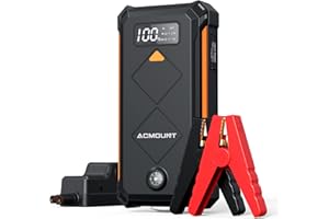 Acmount Battery Jump Starter 3000A, [Jump Start All in Seconds] 12V Portable, Compact Jump Starter Battery Pack Up to 10.0L Gas and 8.0L Diesel Engine For Car with LCD and LED Light