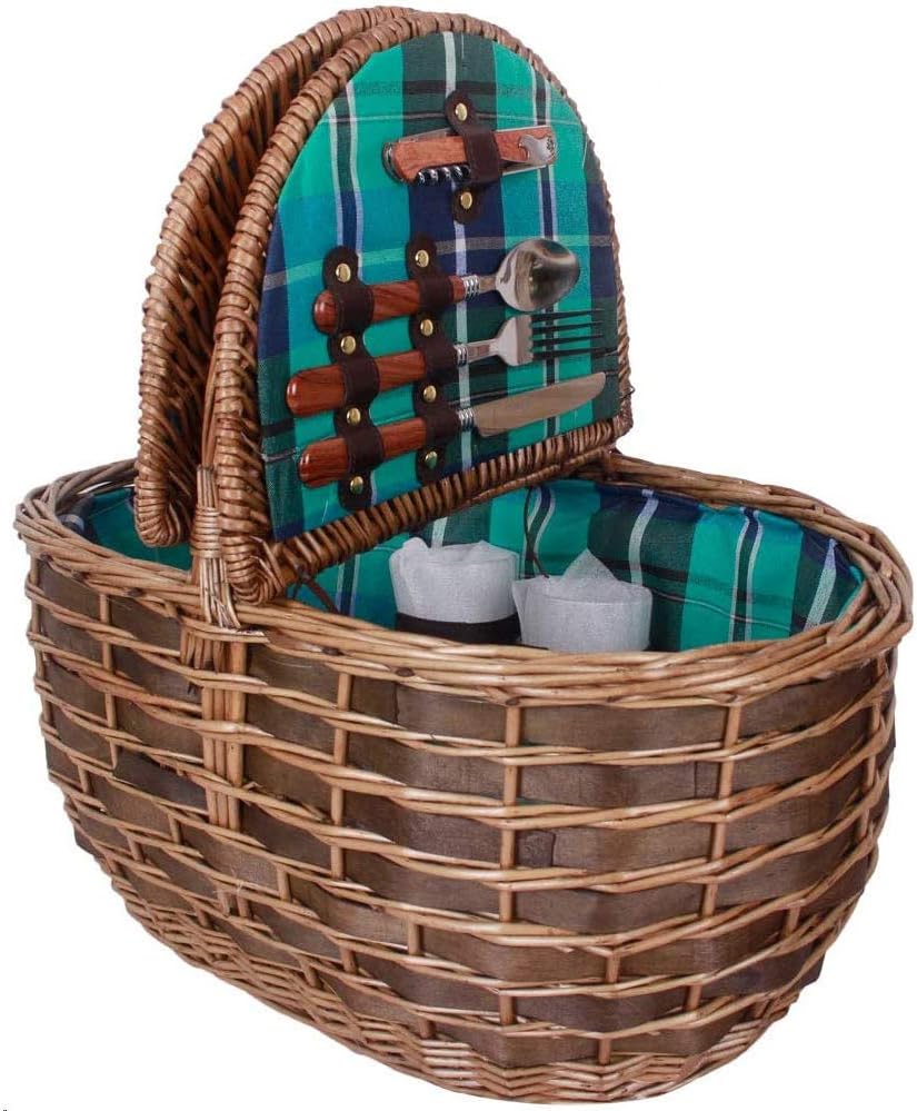 Arkmiido Luxury 2 Person Wicker Picnic Basket Picnic Hamper Basket Easy