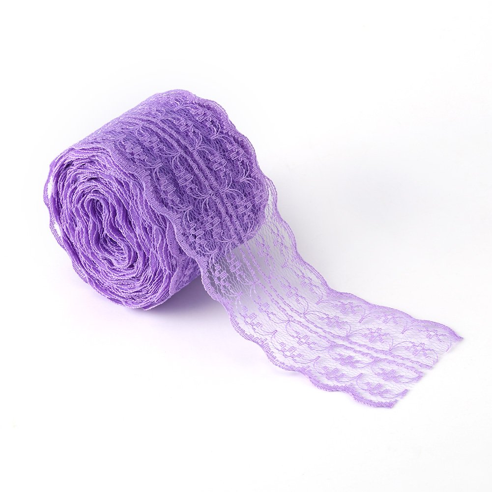 10 m/Roll 4.5cm Width Thin Lace Fabric Ribbon Trim, Lace Trim Ribbon for DIY Craft, Clothing Accessories Wedding Brithday Holiday Decoration(Purple)