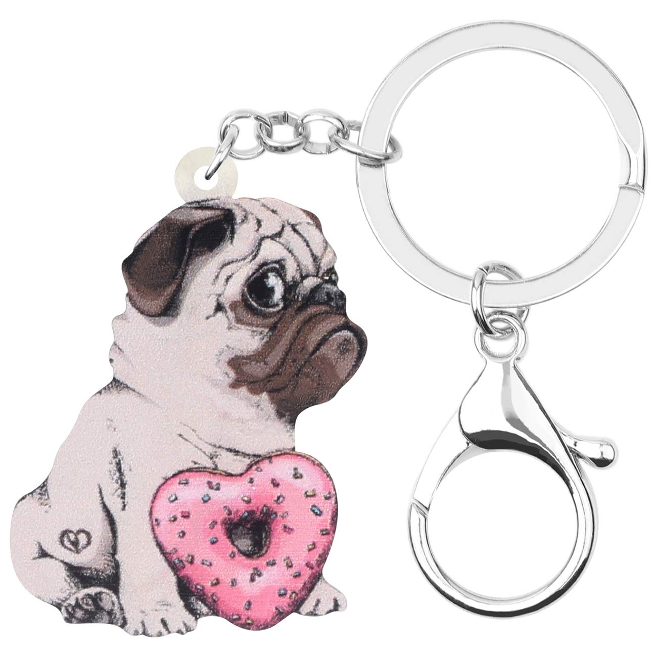 BONSNY Acrylic Cute Dog Keyrings For Women Girl Pet Keychain Key Bag Phone Charm Jewellery Gift (Red)