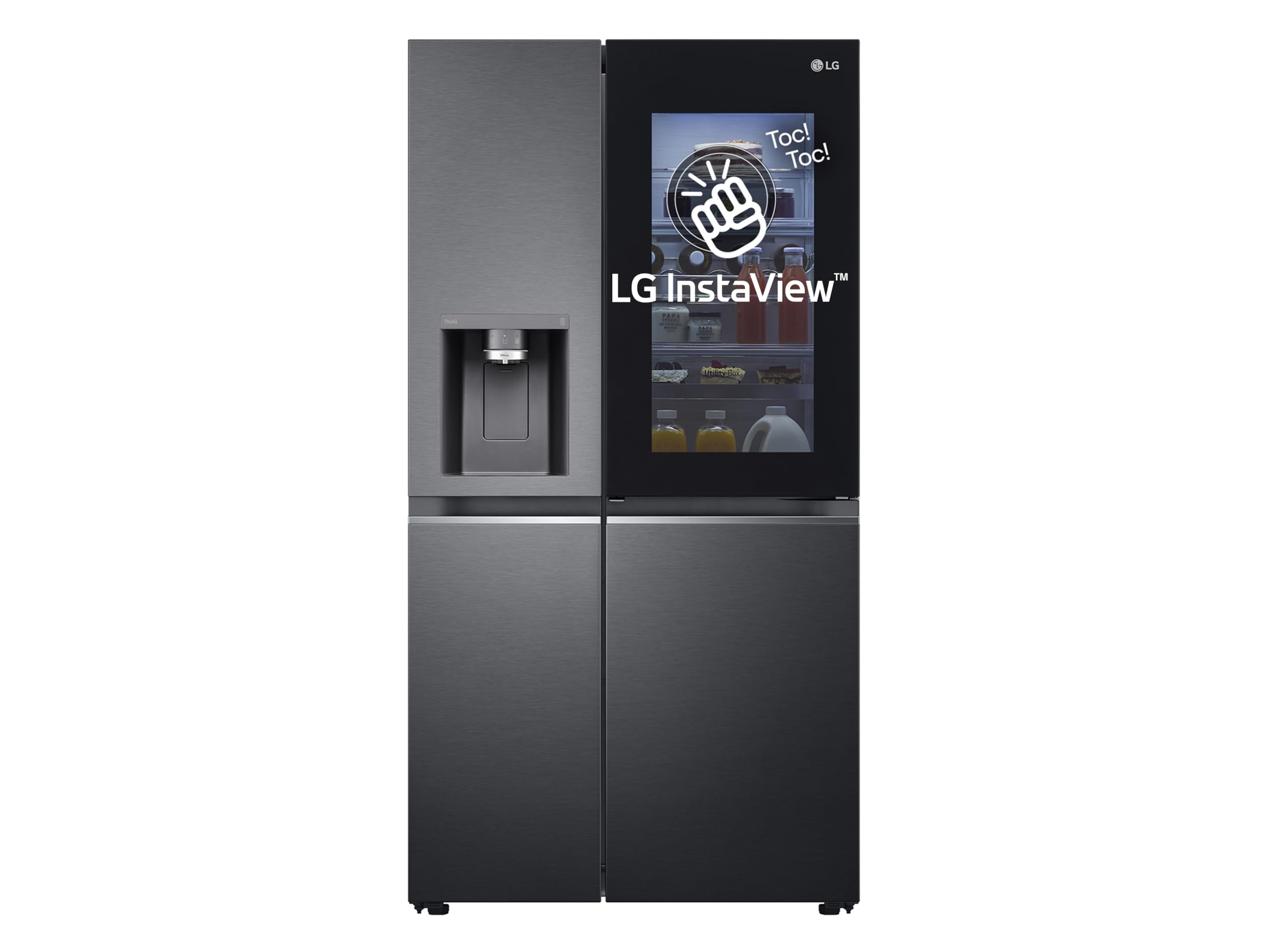 LG GSXV91MCAE Frigorifero Americano Side by Side InstaView Total No Frost con Congelatore, 635 L, Dispenser Acqua e Ghiaccio UV Nano, Door Cooling, Linear Cooling - Frigo Smart con Wi-Fi e Freezer