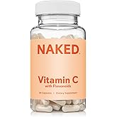 NAKED Vitamin C - 500mg Ascorbic Acid Capsules with Citrus Bioflavonoids - Daily Antioxidant and Immune Support* Made in USA - Vegan, Non-GMO - 90 Capsules
