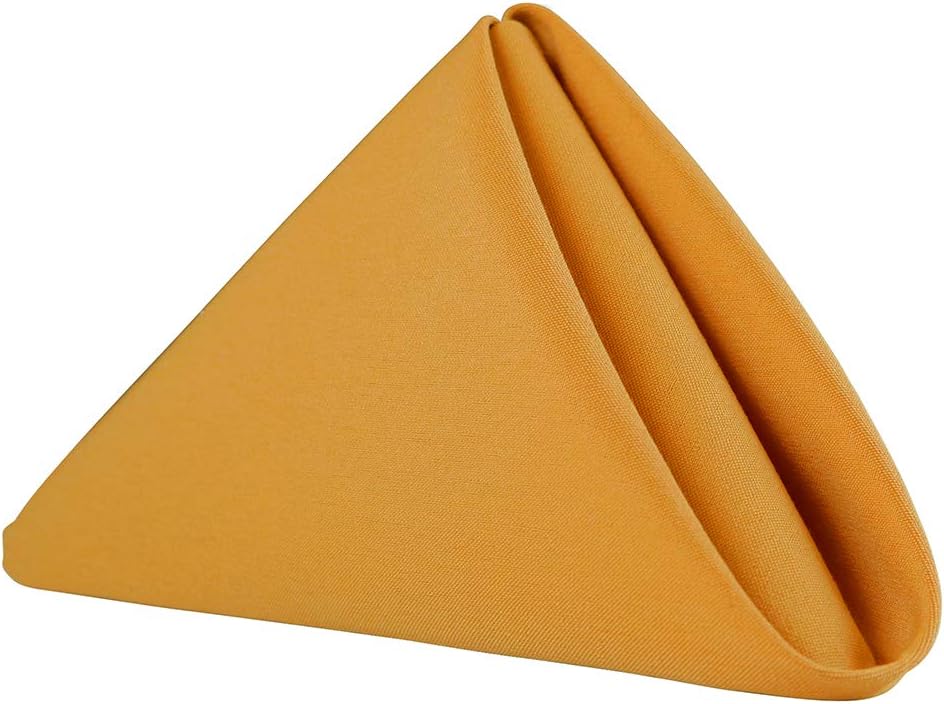 RC ROYAL CREST by Sigmatex - Lanier Textiles NK2020SFGL 100% Murata Jet Spun (MJS) Polyester Cloth Napkins, Size: 20” x 20” Finished, Set of 12 (1 Dozen) (Gold)