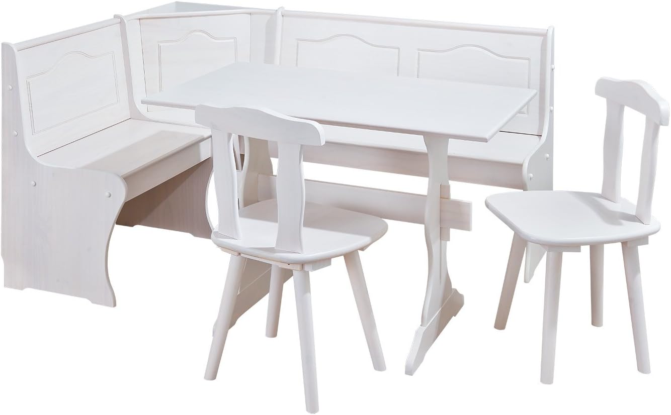 Inter Link Group Table Chairs, Wood, OffWhite, 163 x 85 x 49 cm