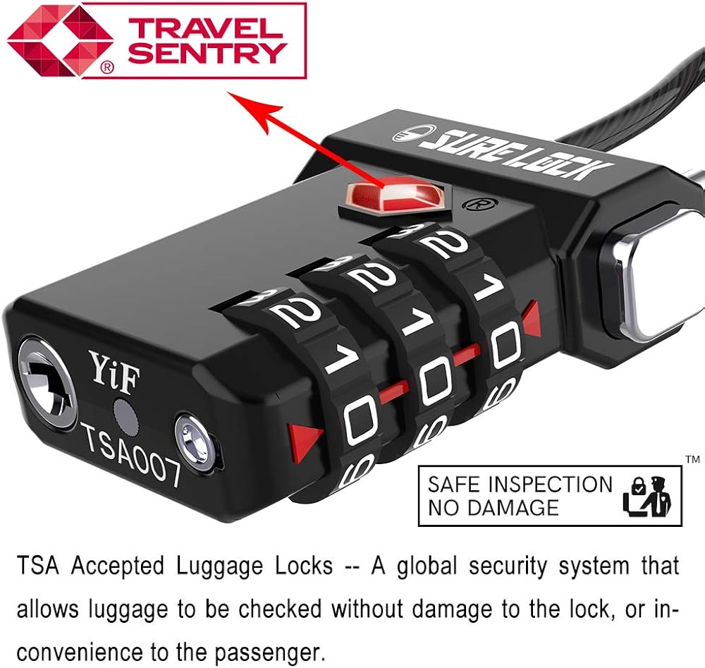  | SURE LOCK TSA Compatible Travel Luggage Locks, Inspection Indicator, Easy Read Dials (Black 2 Pack) | Luggage Locks