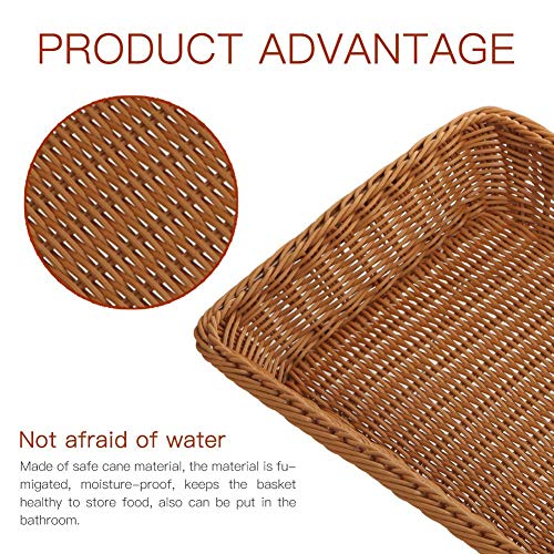 19.7" Poly-Wicker Bread Basket,Woven Tabletop Food Fruit Vegetables Serving Basket, Restaurant Serving,Brown (3 PACKS) - Thumbnail 5