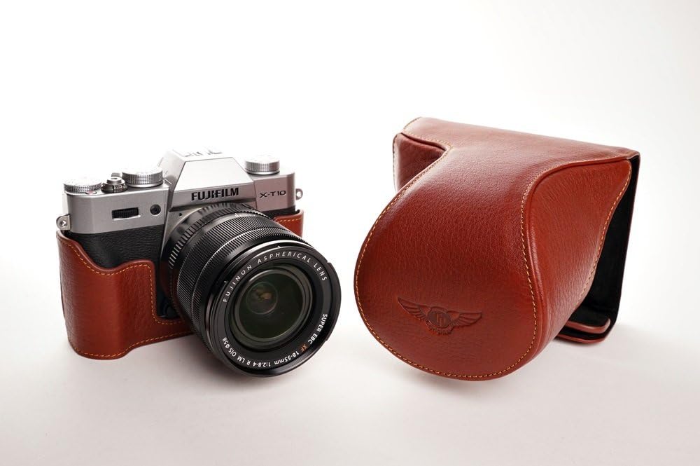 Handmade Genuine Real Leather Full Camera Case Bag Cover for FUJIFILM X-T30 X-T20 X-T10 Brown Color
