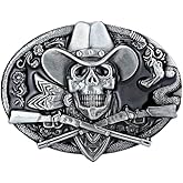 Doitby Skull Belt Buckle Western Cowboy Belt Buckles Novelty Skeleton Belt Buckle for Men Women