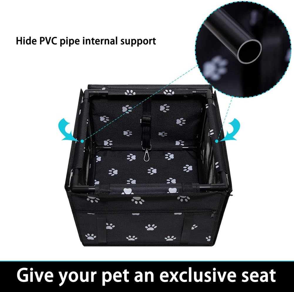 GENORTH Small Dog Car Seat Upgrade Deluxe Washable Portable Pet Car Booster Seat Travel Carrier Cage with Clip-On Safety Leash and Blanket, Perfect for Small Pets : Pet Supplies