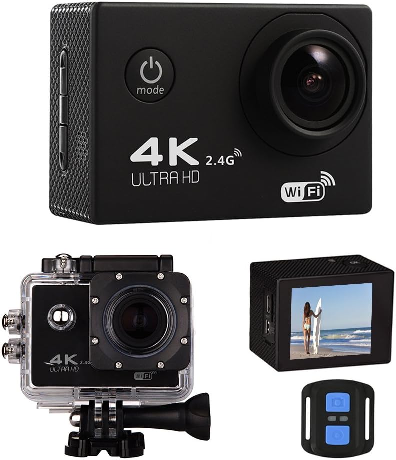MARVUE 4K WiFi Sports Action Camera Ultra HD 1080P 60fps 16MP Waterproof Underwater Camcorder &hellip; (MA80-BLACK)