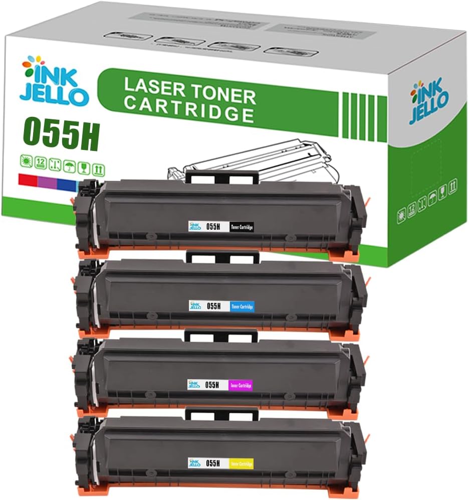 Inkjello 055H BCMY Toner 4-Pack for Canon LBP663Cdw LBP664Cx MF742Cdw MF744Cdw