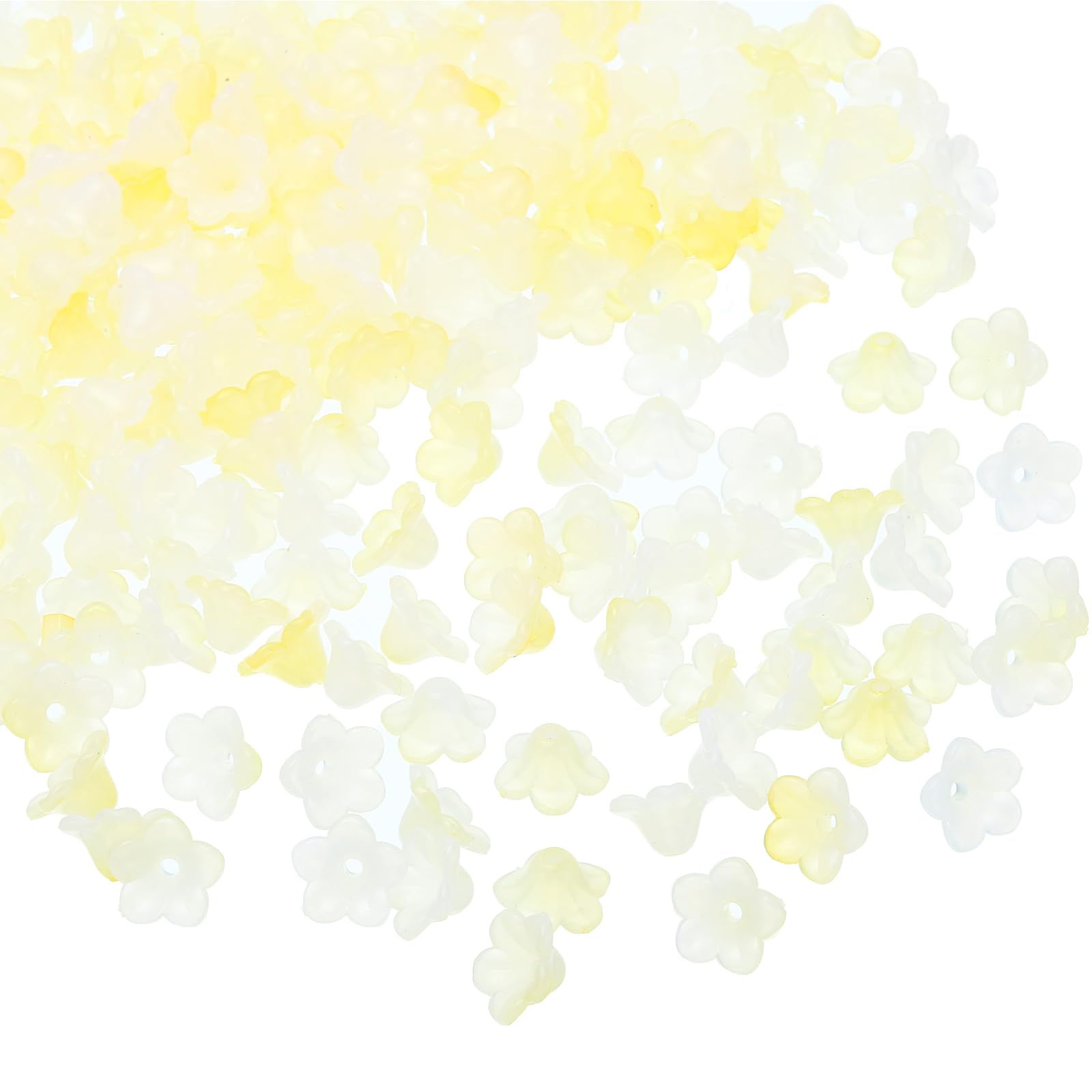 PATIKIL 0.3x0.5 Frosted Flower Beads, 300Pcs Acrylic Trumpet Flower Beads for Bracelets, Earrings, Necklaces, Jewelry Making and DIY Crafts, Yellow