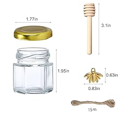 XING-RUIYANG 1.5 oz Hexagon Mini Glass Honey Jars