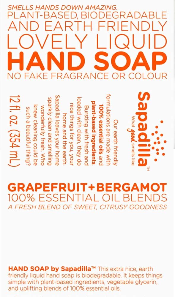 Sapadilla Rosemary + Peppermint, Grapefruit + Bergamot, Sweet Lavender + Lime Hand Soap, 12 Ounce 3 Pack: Home Improvement