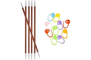 Knitter's Pride Zing Knitting Needles DPN Double Pointed 8 inch (20cm) (Set of 5) Size US 9 (5.5mm) Bundle with 10 Artsiga Crafts Stitch Markers 140042