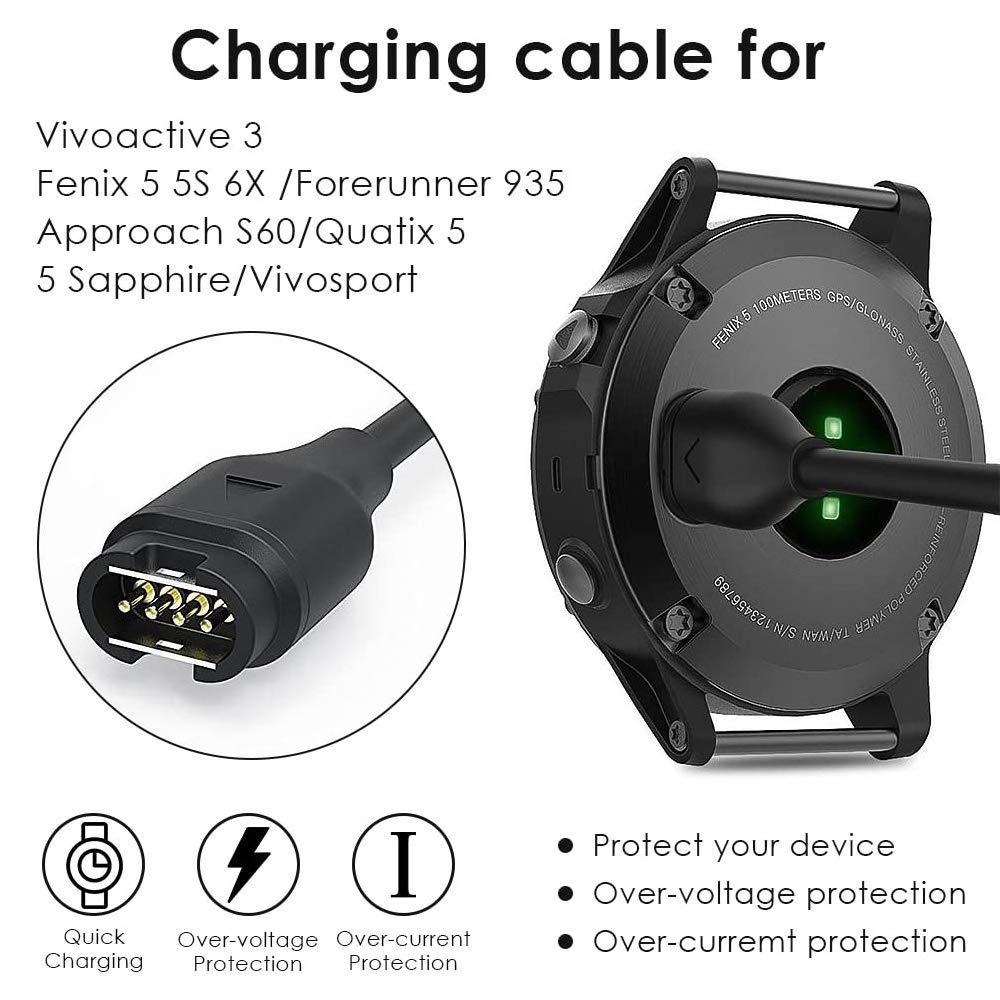 thumbnail image 2 of 3.3FT USB Charging Cable & Dock Stand For Garmin Watches – Compatible With Fenix, Vivoactive, Forerunner & More 2 of 10