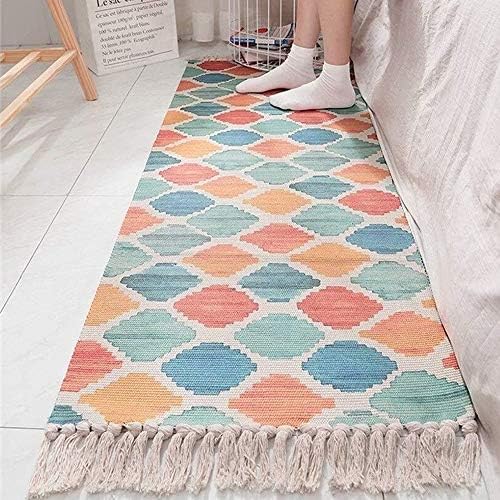 Xinqinghao Cotton Area, Hand Woven Colorful Printed Area With Tassels, Door Mat Accent Throw, For Kitchen Laundry Room Bedroom Bathroom You deserve to have (Size : 60 * 150cm)