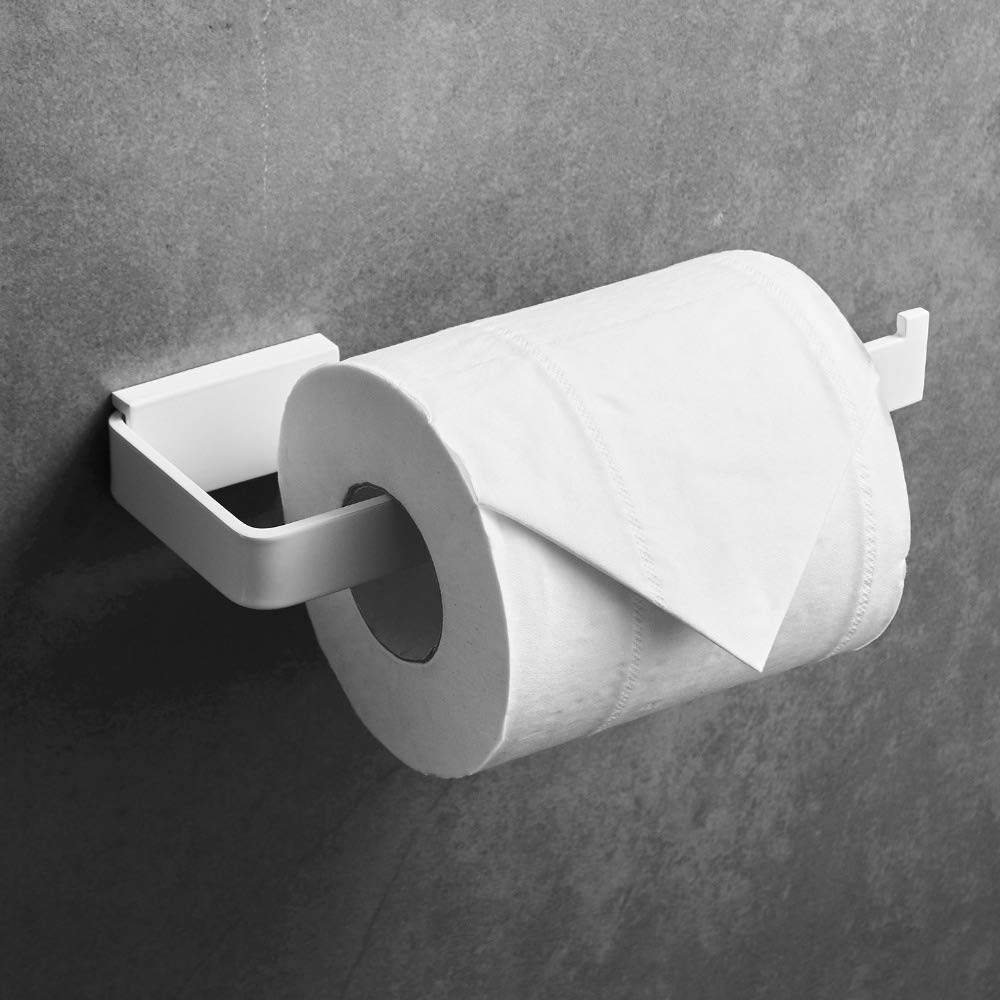 WOMAO Toilet Roll Holder White, Modern Toilet Paper Holder SUS 304 Stainless Steel WC Roll Holder Wall Mounted