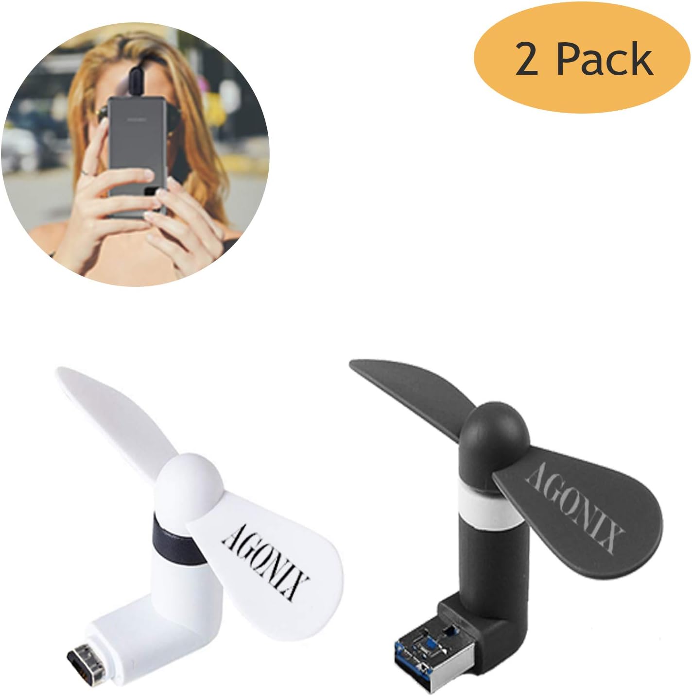 AGONIX Mini USB Phone Fan Portable Micro USB Type C Fan Amazon.co.uk